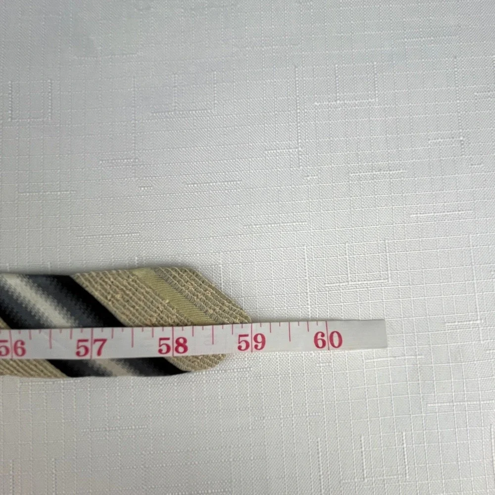 Pavone Tie Men One Size Black Grey Tan Striped Textured Handmade in Italy